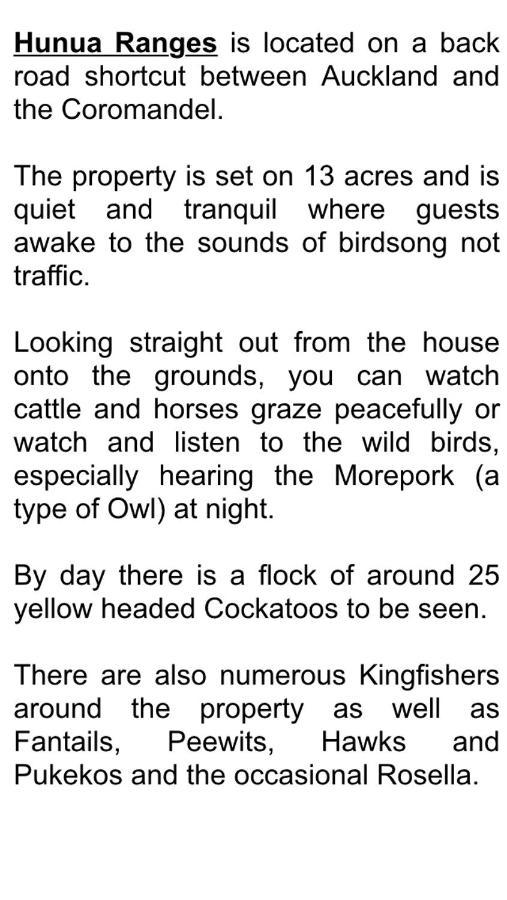 Hunua Ranges Bed & Breakfast Luaran gambar